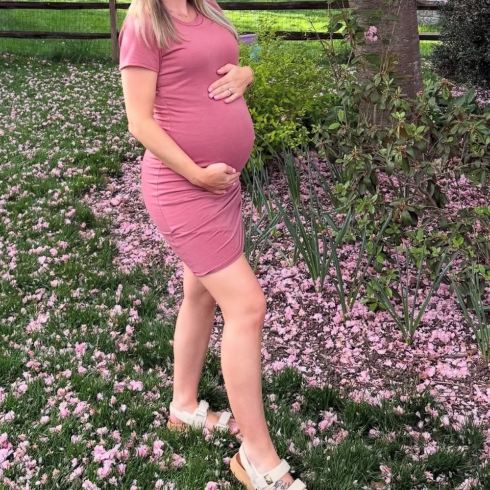 Mauve Wrap Maternity T-Shirt Dress